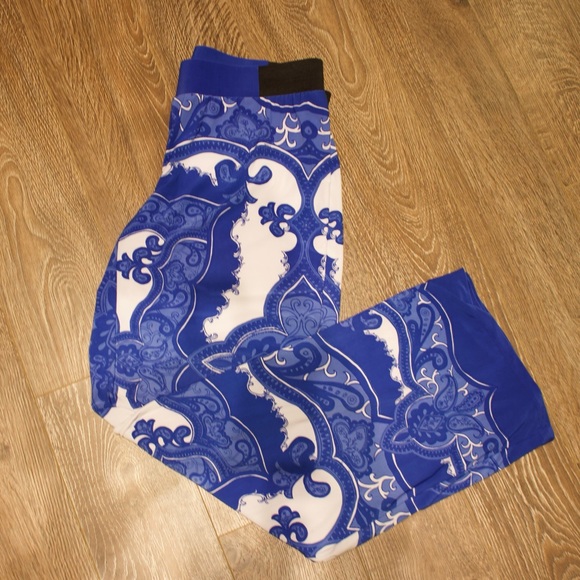 INC Palazzo White & Blue Pants Size M - Picture 1 of 4